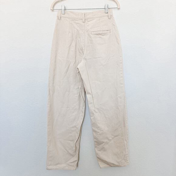Oak + Fort High Waist Wide Leg Denim Cropped Jeans in‎ Cream Womens Size 2 - Picture 7 of 10